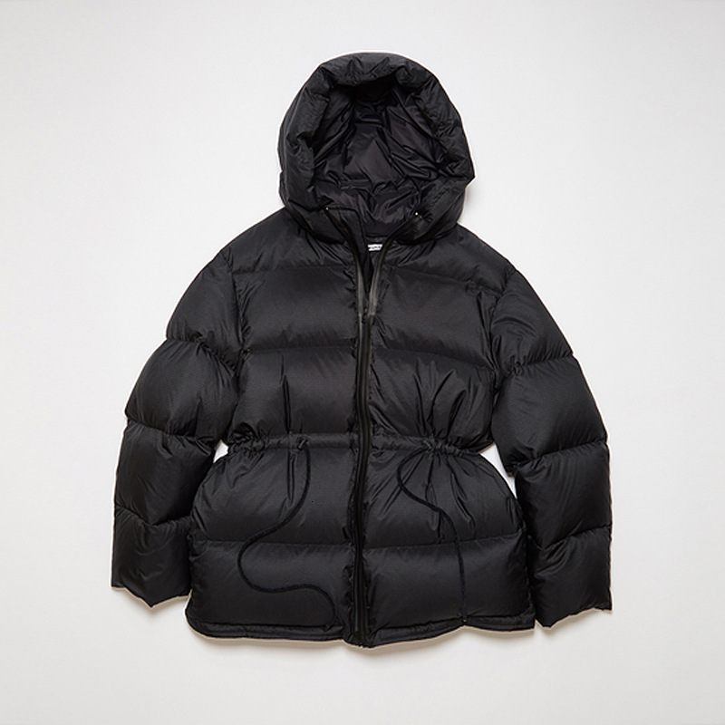 Winter Women Padded Thickened Coat Fashion Classic Drawstring Waist Loose Hooded Windproof Warm Duck Down Jacket Outerwear