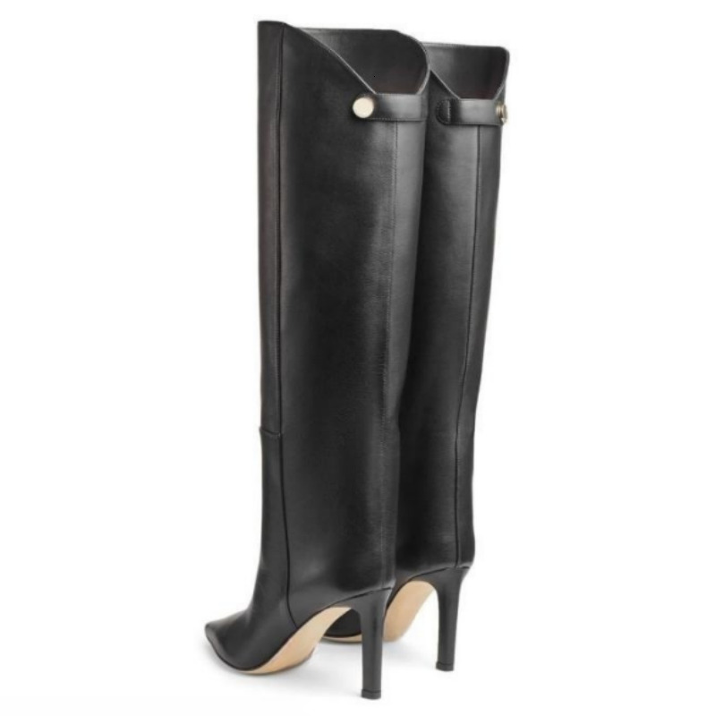 Sexy Women's Knee High Boots Leather 2024 New Trend INS Long Chelsea Boot Brand Fashion Black High Heel Winter Shoes Ladies e8