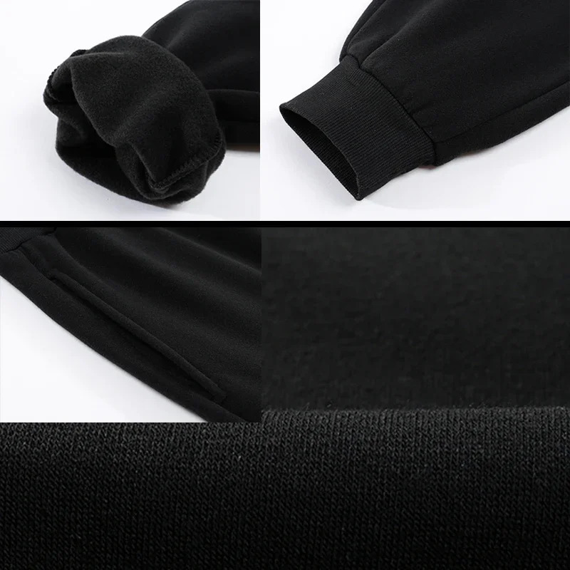 Mans Sweatpants Autumn Winter Print Fleece Warm Jogging Pants Male Outdoor Tracksuits Harajuku Streetwear Casual Trousers 241104