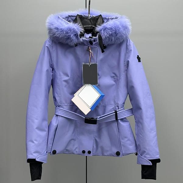 24FW Designer Women coat designer Warm Parkas Down jacket Zipper Belt Windproof S M XL L Multi colored fox feathers