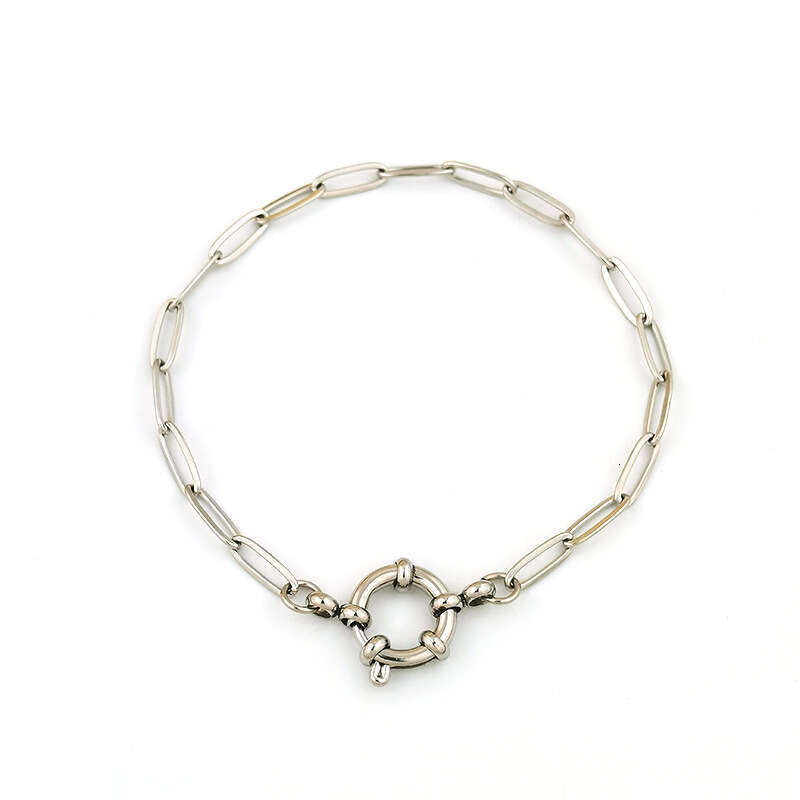 Fashionable and minimalist style spring buckle blade bracelet stainless steel gold-plated paper clip chain trendy women's fashion
