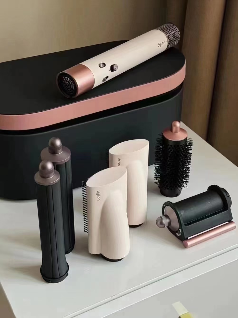 Curg Irons Multifunction Divider Warm Air Comb Anion Hairdryer Dryer Curler Hair Shaper Leather Box Home 6 Colors Unisex