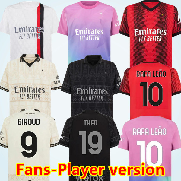 23 24 MILANS GIROUD Soccer Jerseys 2023 PULISIC THEO TONALI REIJNDERS Shirt ROMAGNOLI RAFA LEAO S.CASTILLEJO REIJNDERS LOFTUS-CHEEK fans player Football uniform