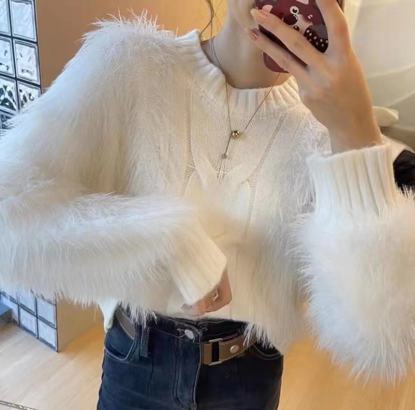 Autumn And Winter New Pullover Sweater Women S Korean Fashion Versatile Casual Round Neck Lazy Style Fried Dough Twists Slim Knit Shirt Women F1105#46