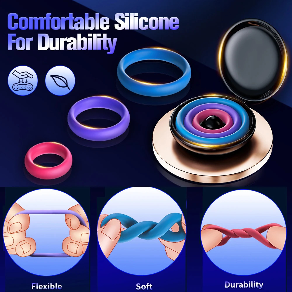 3Pcs Penis Ring For Men Dick Delayed Ejaculation Enhance Erection Cock Lasting Trainer Semen Lock Reusable Adult Sex Toys 241105