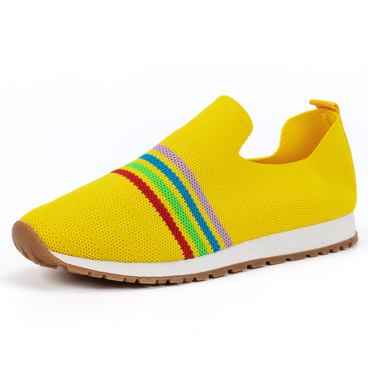 2024 Autumn New Large Flyknit Single Shoes Breathable One Step Stepping Women's Casual Knitted Mother Shoes