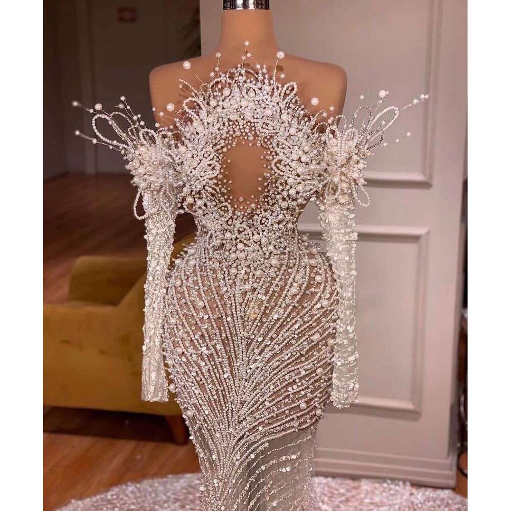Wedding Dresses V Neck Sleeveless Strapless Sequins Appliques Lace Pearls Beaded Hollow Bridal Gowns Vestina De Novia