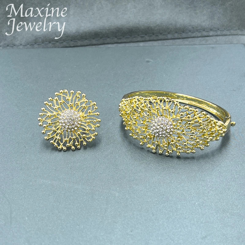 Original 18K Gold Plated Jewelry Set for Women Trendy Golden Necklace Earring Bracelet Ring Party Dubai Wedding Gifts 241105