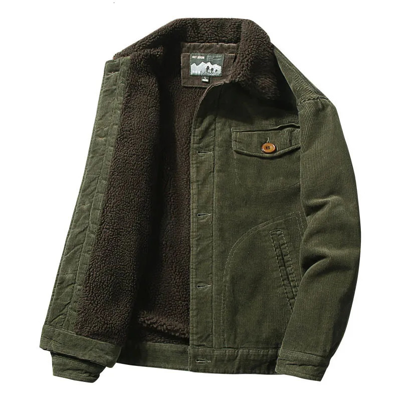 Men Warm Coats Plus Velvet Thick Corduroy Jackets Male Fur Collar Winter Casual Jacket Mens Outwear Thermal Cotton Clothing 6XL 241104