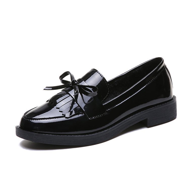 Designer Mocassin Fringe Korean Shoes Woman Oxford Slip On Flats Ladies New Espadrilles Loafers Patent Leather College Girl Creepers