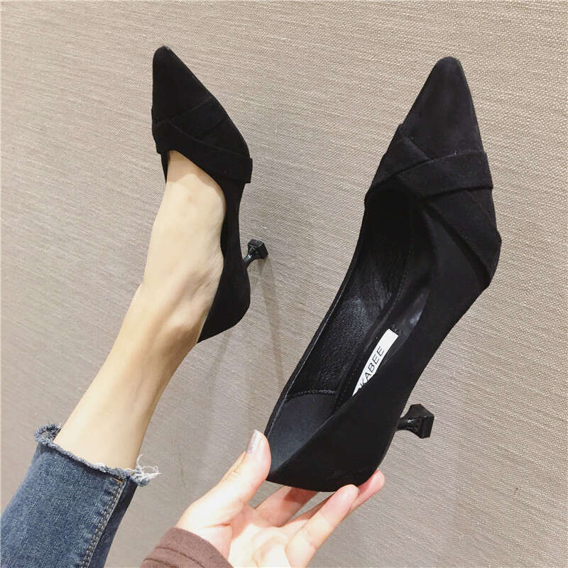 2023 Spring New Fashionable Versatile Pointed Shallow Mouth Fine Custom Women's 6Cm High Heels Work Interview Shoes