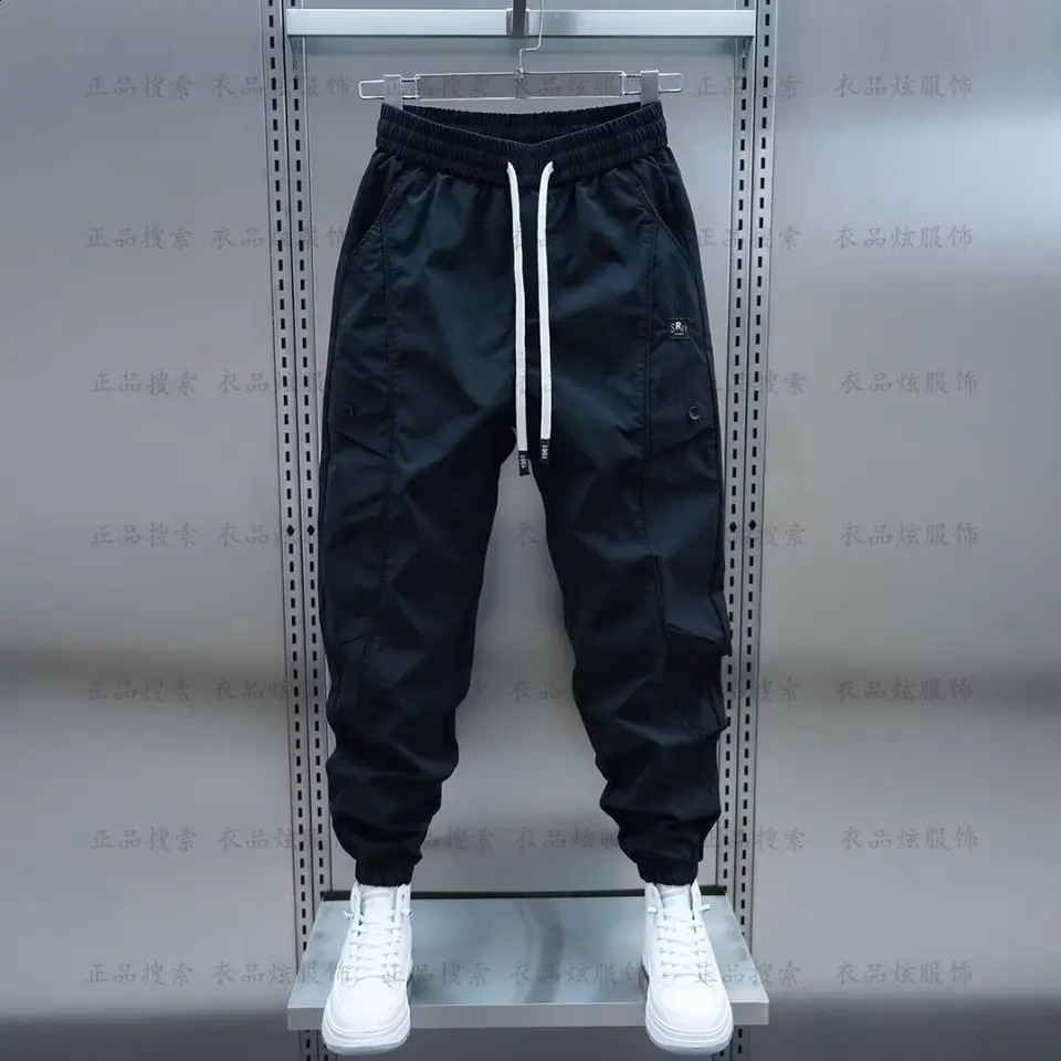 Fleece Mens Casual Pants Drawstring Cargo Trousers Korean Fashion Streetwear High Quality y Men Clothing 241105
