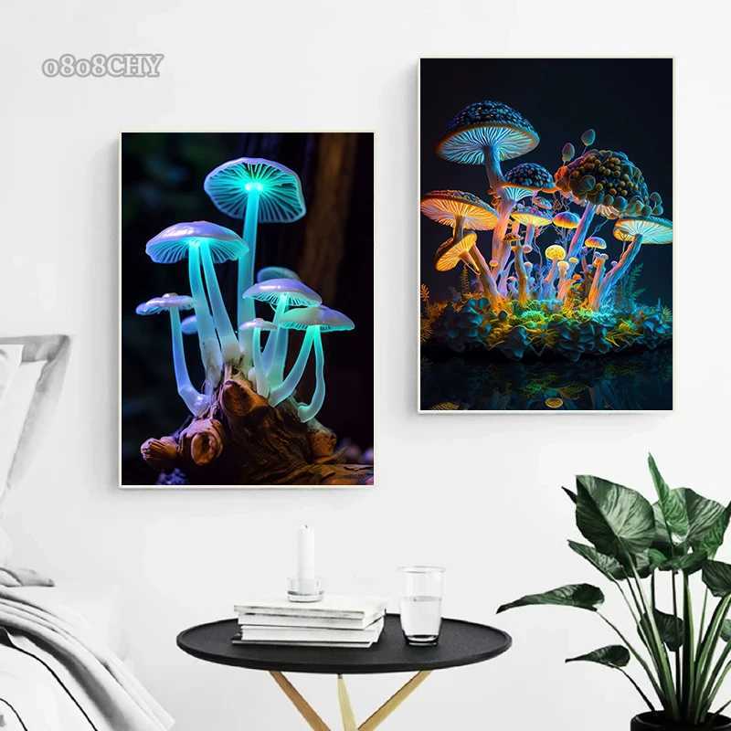Magic shrooms Canvas Print Posters shrooms Neon Art Canvas Painting Wall Art ral for Home Room Decor Picture CuadrosXJ241104