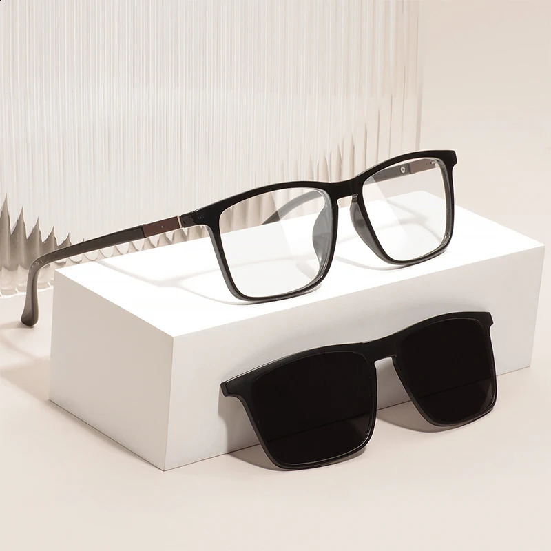 Men and Women Square Full Rim Glasses Frame Polarized Clip on Sunglasses With Colorful Clip Ons For Prescription Lenses 241105