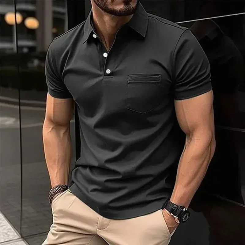 Mens Summer Casual Short Sleeve Sports Collar Shirt Mens Business Shirt Small Pocket W241104