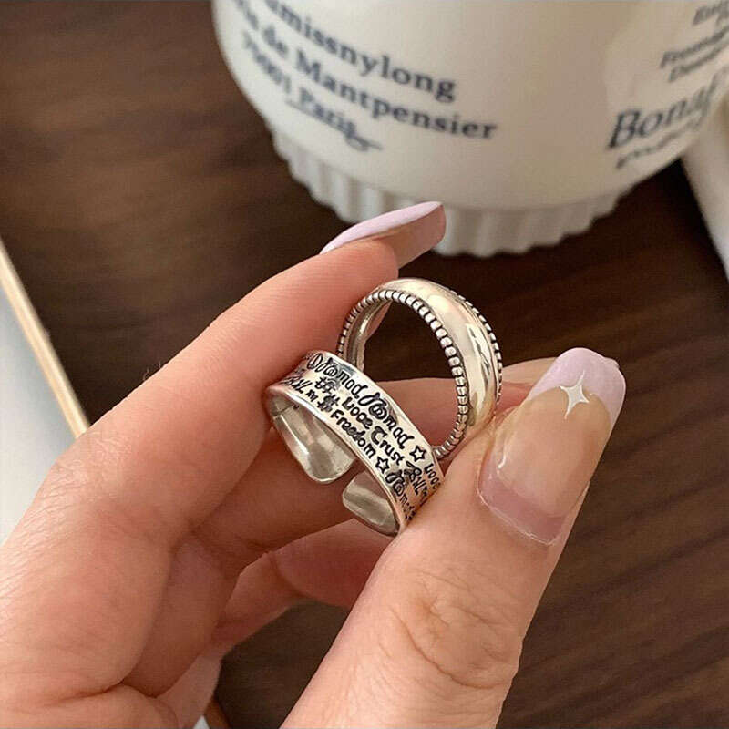 Fashion Jewelry New Hot Graffiti Letter Punk Ring for Women Girl Gift Retro Versatile Design Jewelry Dropshipping