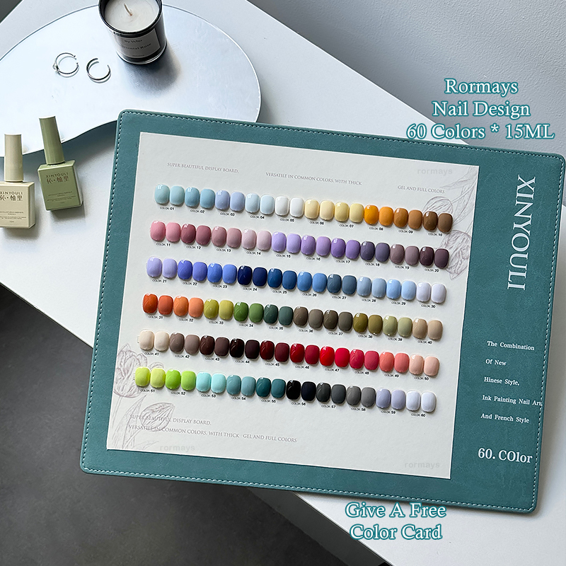Rormays Popular Winter gel nail polish Set 60PCS Mixed gel Shiny Nail Salon Semi permanent Varnish UV LED Color Tuoker Nail 15ML Nail art factory whol