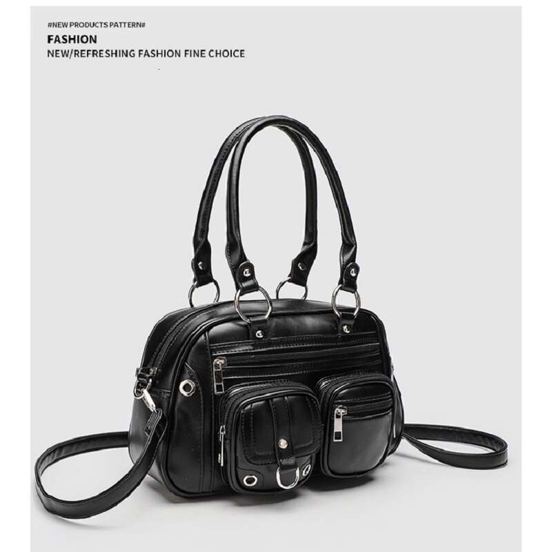 Designer Bag 2024 New Cool Girls Handbag Motorcycle Bag Young Women PU Leather Shoulder Crossbody Bag Daily Commuter Bag