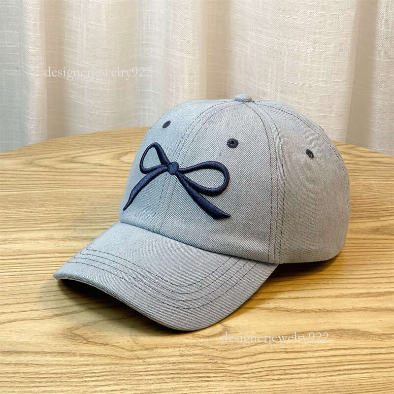 Butterfly designer bow denim baseball cap versatile visor wide brim for women girls sweet Christmas gift