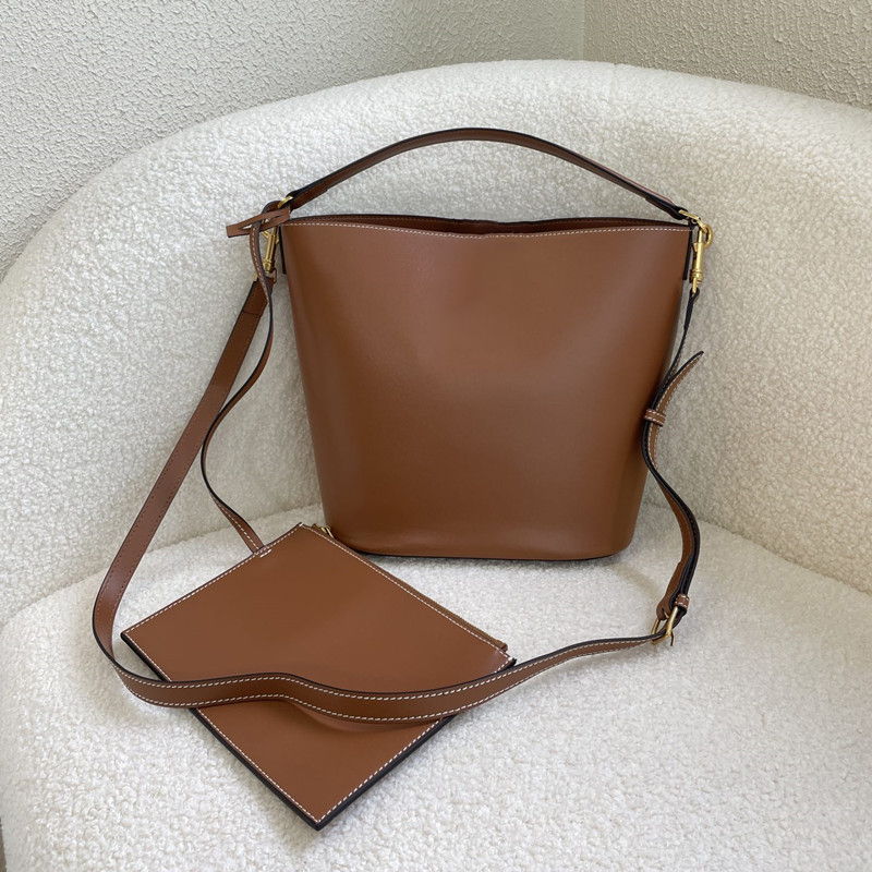 Designer Handle Bucket Bag Reticule for Women Shoulder Bags Leather Cross Body Bag with Leather Pocket