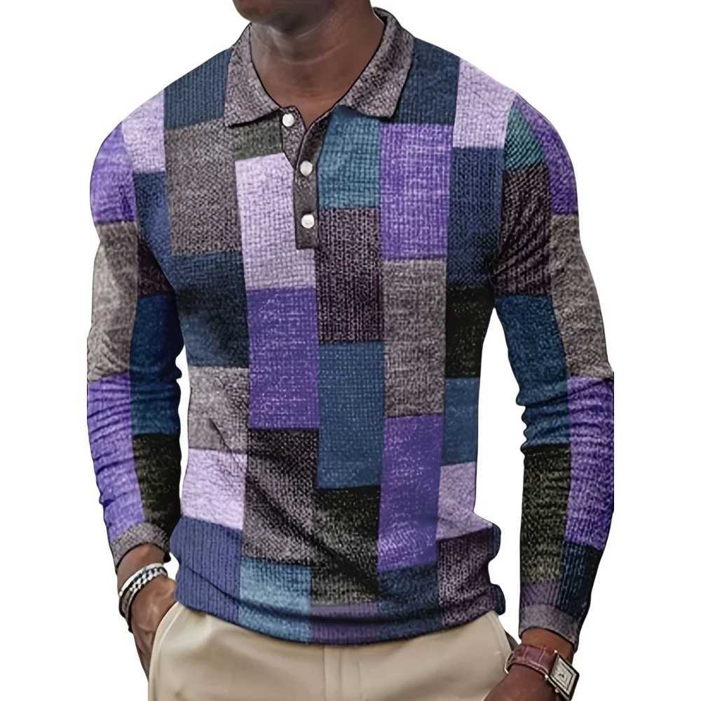 2024 Mens Retro Plain T-shirt Collar T-shirt Mens Top Vent Sports Long Sleeve T-shirt Mens Clothing W241104