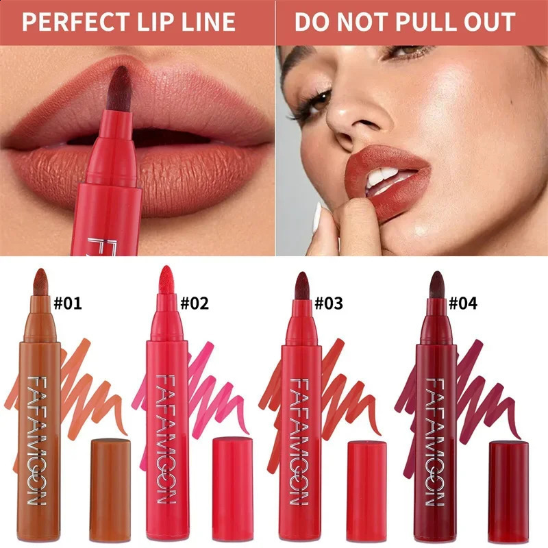 Lipstick Lips Dye Marker Pen Long-lasting Hydrating Waterproof Matte Lip Gloss Lipliner Contour Non-stick Cup Lipsticks Cosmetic 241105
