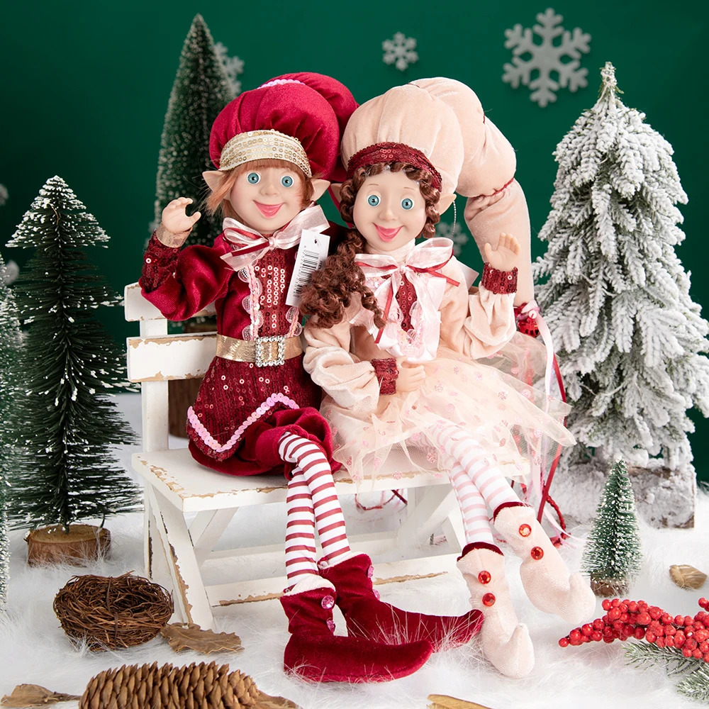 Christmas Elf Bendable Christmas Elves 19.6in Christmas Ornaments Magical Genie Boys and Girls 2 PCS Set 241104