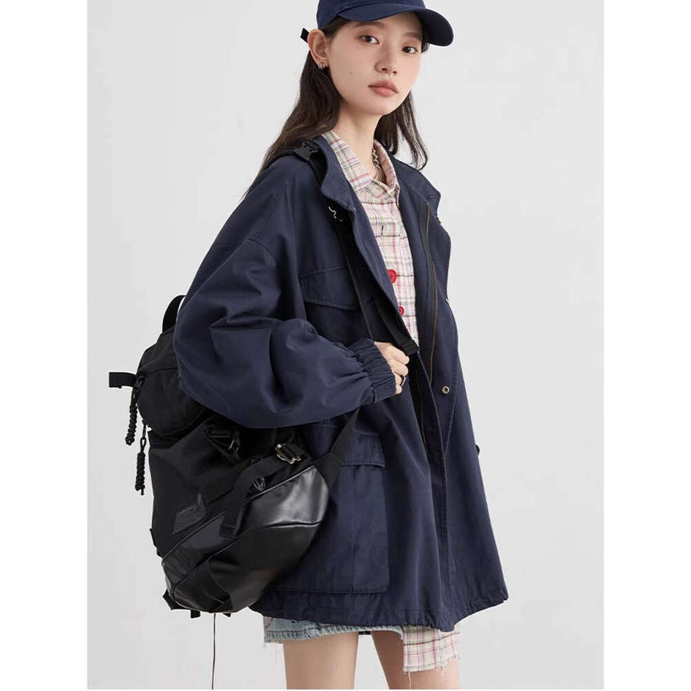 CHIC VEN Women Jacket Loose Casual New Vintage Standing Collar Tsuen Cotton Work Suit Windbreaker Coat Female Top Autumn 2024