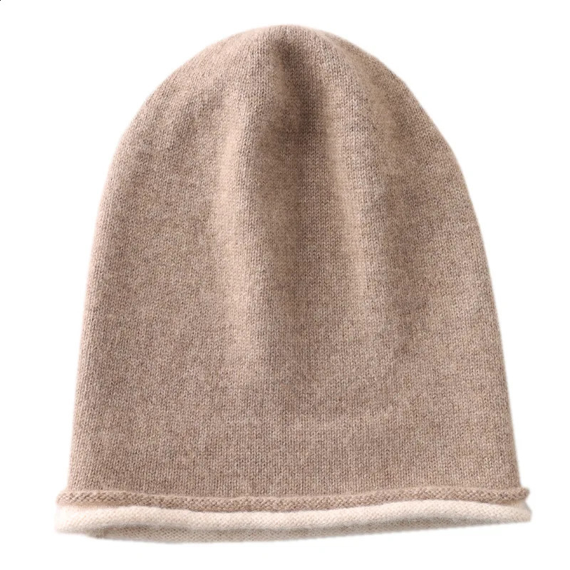 Soft Waxy Cashmere Hat Spring And Autumn Mens Womens High Ear Protection Rolled Edge Knitted Baotou 241105