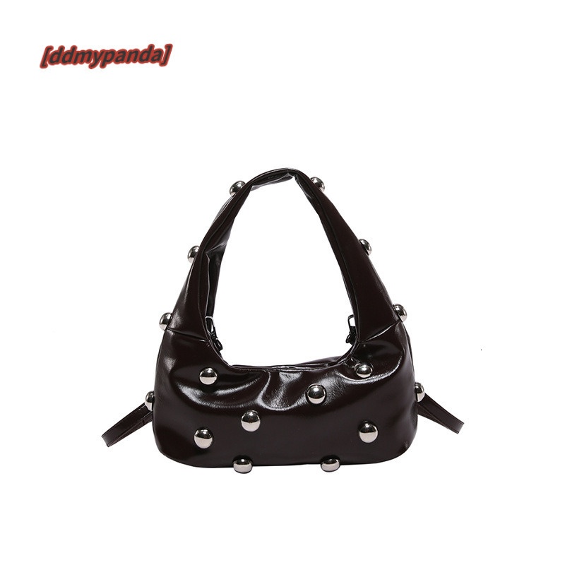 Fashionable and versatile rivet handbag for women 2024 new simple underarm bag, popular single shoulder commuting bag #28 ddmypanda