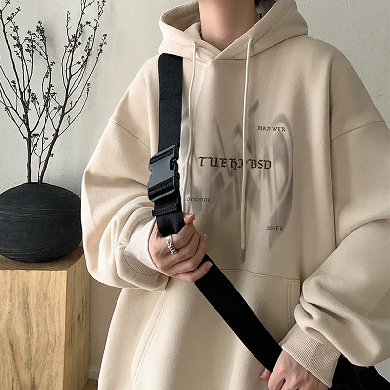 Gothic Letter Printed Hoodies For Men Autumn Hip Hop Oversized Hooded Sweatshirt Y2K Streetwear Graphic Hoodie Tracksuit 241105