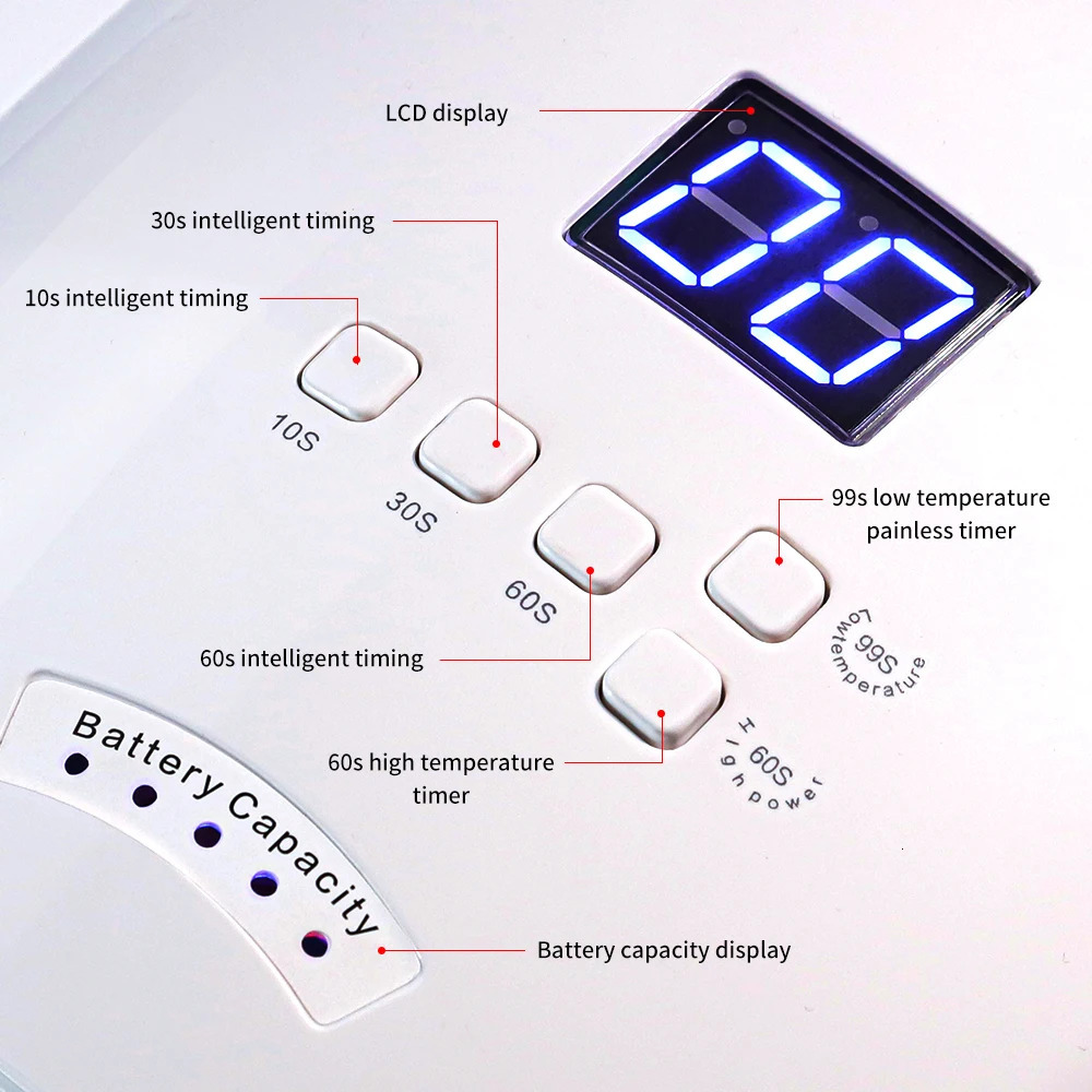 Professional Rechargeable Infrared Sensor Nail Lamp 33LED with 3 Timers Fast Cure All Gel Nail Polish Nail Drying Salon Tools 241104
