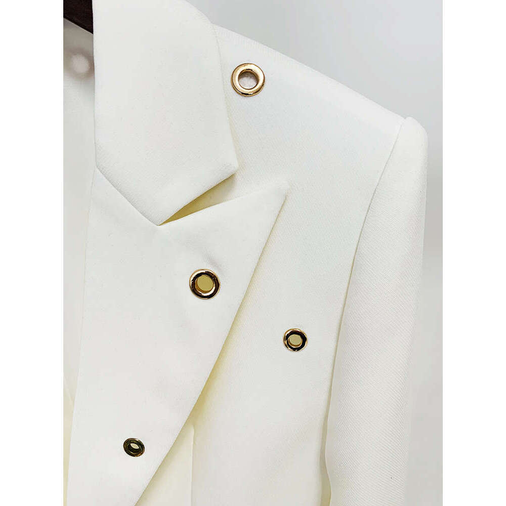 High quality latest designer fashion runway set women's slim fit single button eyelets lapel suit long pants luxury set 2 pieces, party dinner se