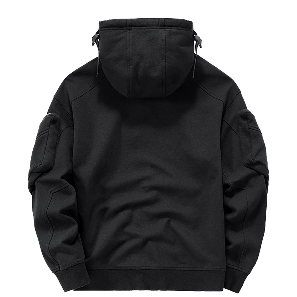 Streetwear Hoodies Harajuku Y2K Hip Hop Sweatshirts High Neck Mask Windproof Pullovers Dark Black Techwear Cargo Tops 241105