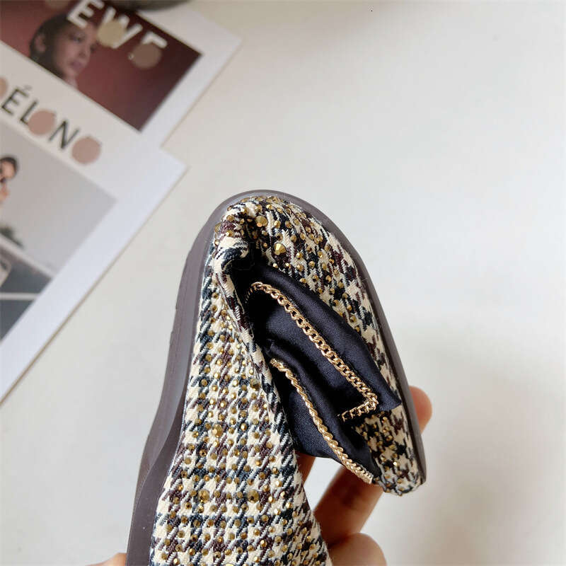 2023 Spring/Summer New Ladies And Fairies Evening Wind Pointed Flat Bottom Shallow Mouth Bow Knot Water Diamond Inner Elevated Single Shoes