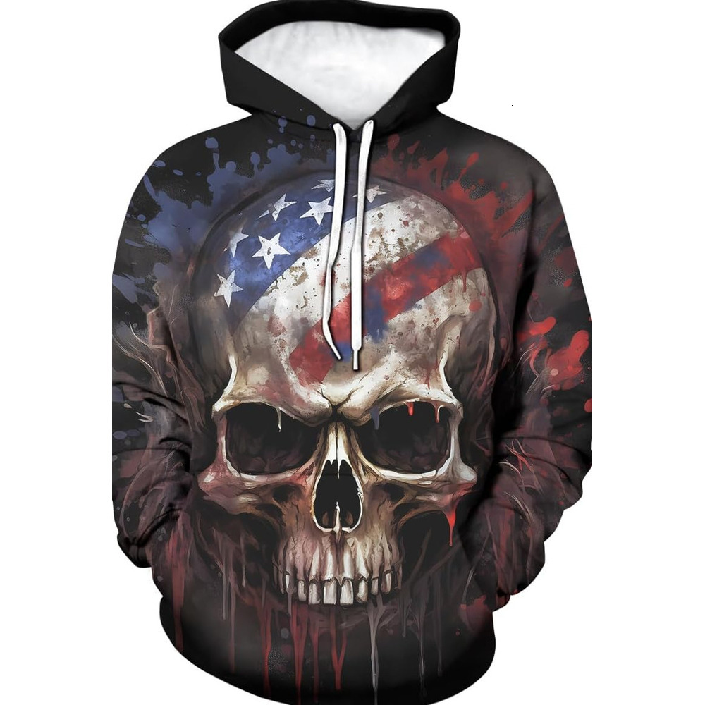 Hoodie for Mens Womens Mens American Flag Skull Pattern Hoodie 3D Skull Print Hoodie Graphic Hoodies sweatshirt Cool and cool
