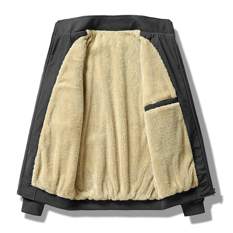 Fleece Jacket Men Winter Thick Jackets Coats Plus Size 8XL Solid Color Fashion Casual Outwear Big 6XL Coat Warm 241105