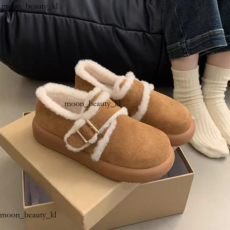 Matte Leather Thick Soled Brown Velvet Boken Shoes, Autumn And Winter Snow Shoes, Snow Boots, Cotton Shoes For Women, Wearing Fur Shoes On The Outside
