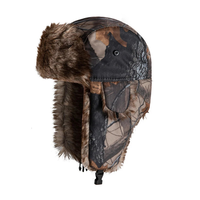 Winter Ski Cap Lei Feng Camouflage Hat Ear Protection Flaps Trapper Trooper Earflap Hat Outdoor Thick Warmer Cap 241024