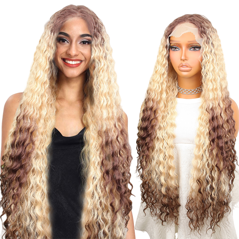 13x4.5x1 Blonde Lace Front Wig Brazilian Sillky Hair Wigs Synthetic HD Glueless Wig For Black Women Pre Plucked Long Fashion Hair Wig