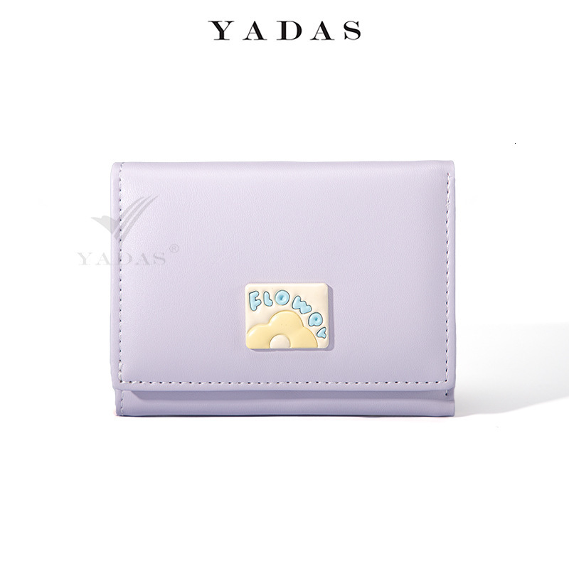 Cute Female Designer Card Bag With Shiny Texture Hardware Short Pocket Wallet