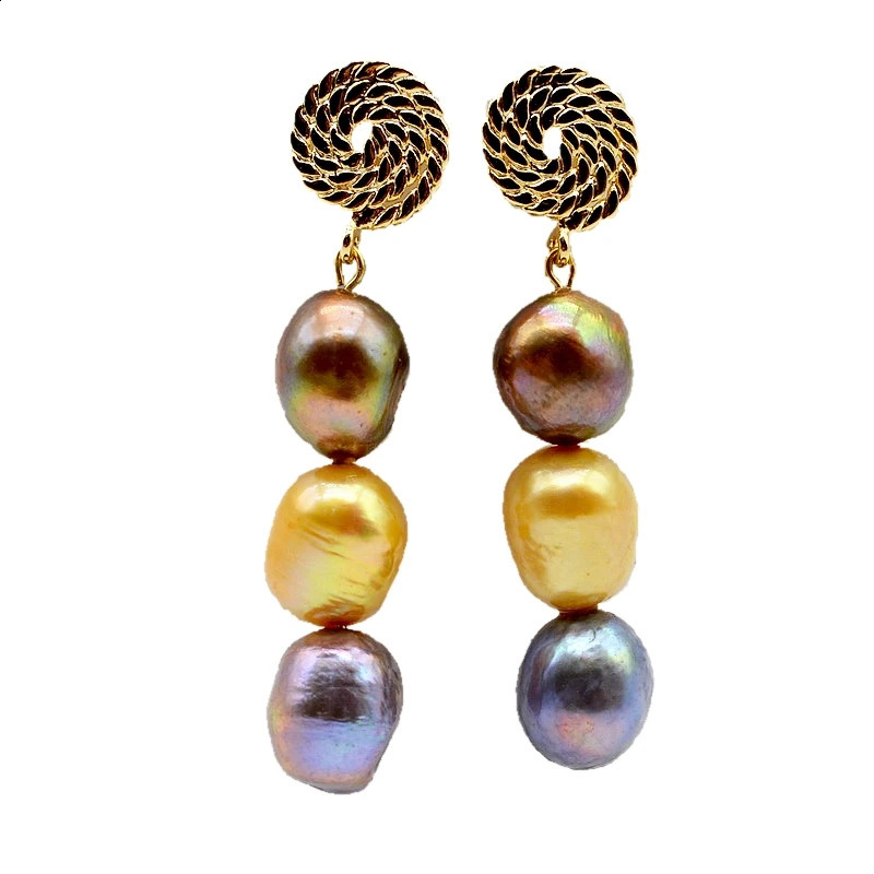 Vintage Womens Earrings Multicolor Natural Pearls Irregular Baroque Pearl Pendants Long Wedding Accessories Fashion Gifts 241105