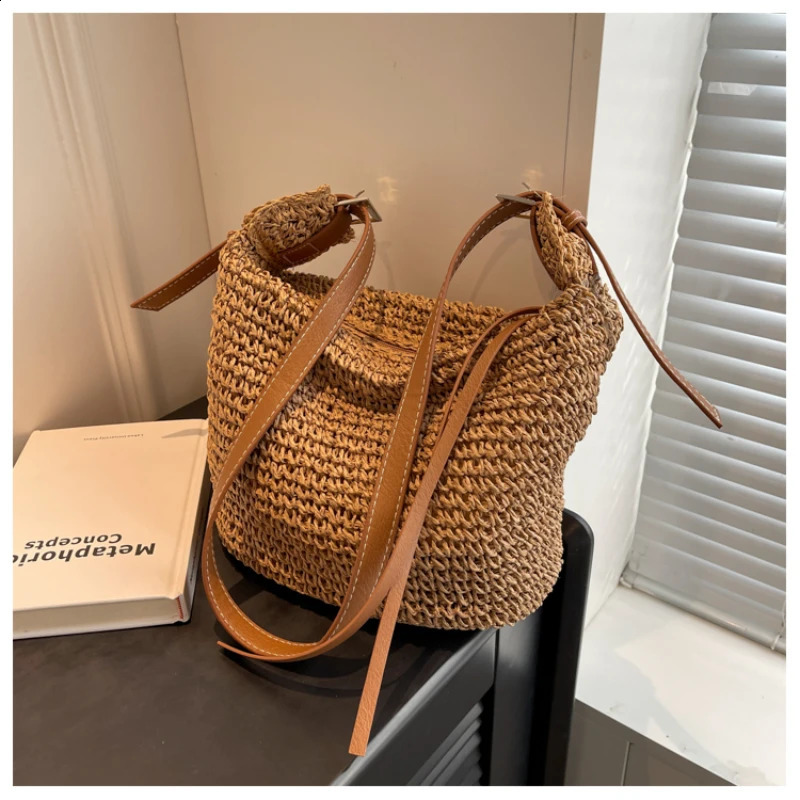 Straw Crossbody Bags Casual Zipper Solid Womens Bag Fashion Summer Womens Bag Bolsa De Ombro Feminina 241105