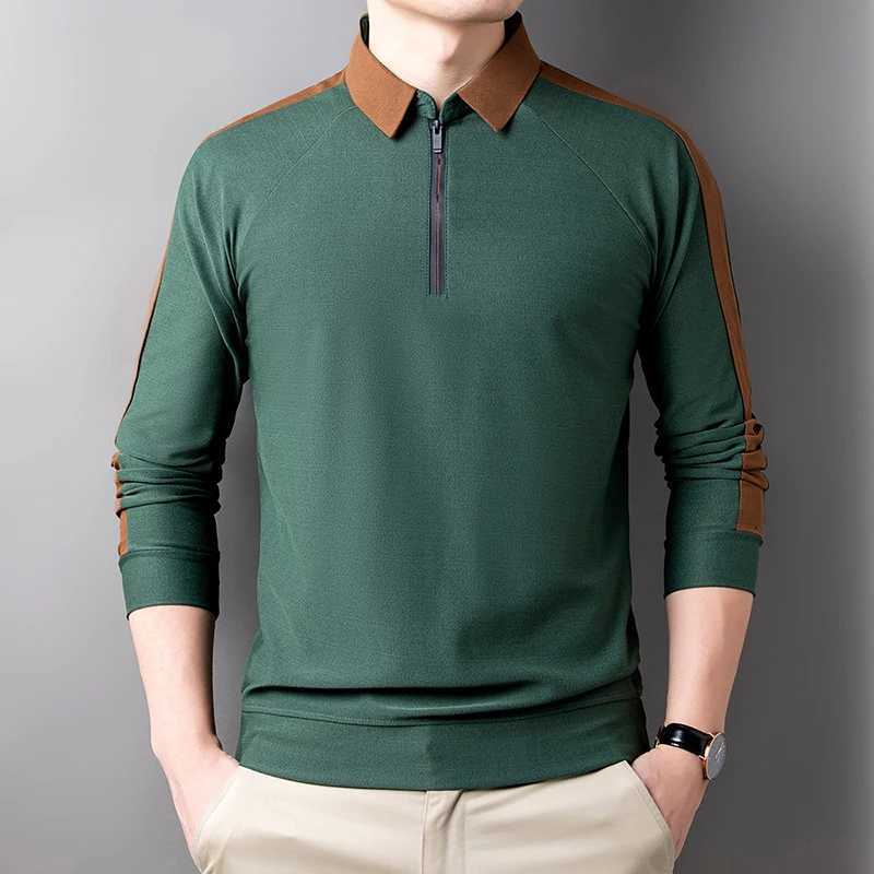 Mens Business and Leisure Long Slip T-shirt Summer Comfortable and Breathable Pure Cotton Top W241104