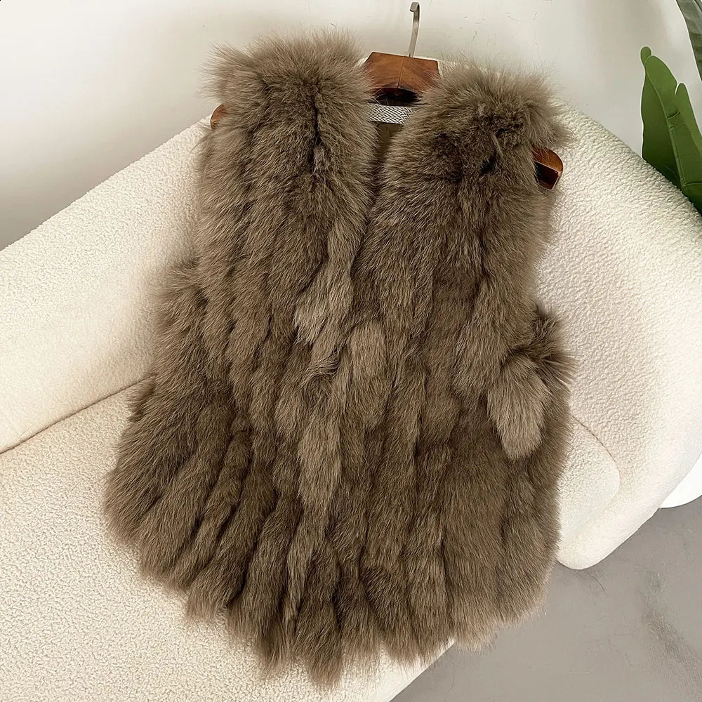 OFTBUY Autumn Winter Warm Womens Coat Natural Real Fox Fur Vest Thick Waistcoat Female Natural Fur Jacket Streetwear 241105