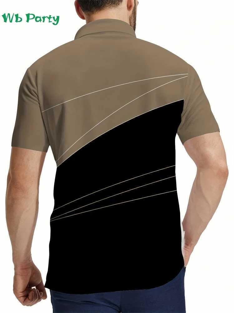 Colorblocking Mens Shirt Fashion Stripe Printed Mens Shirt Mens Collar Short Slip T-shirt Designer Mens Clothing W241104