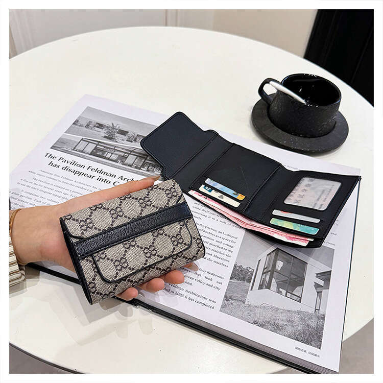 Wallet fashion, high-end trend, niche design, printed three fold card bag, short coin purse