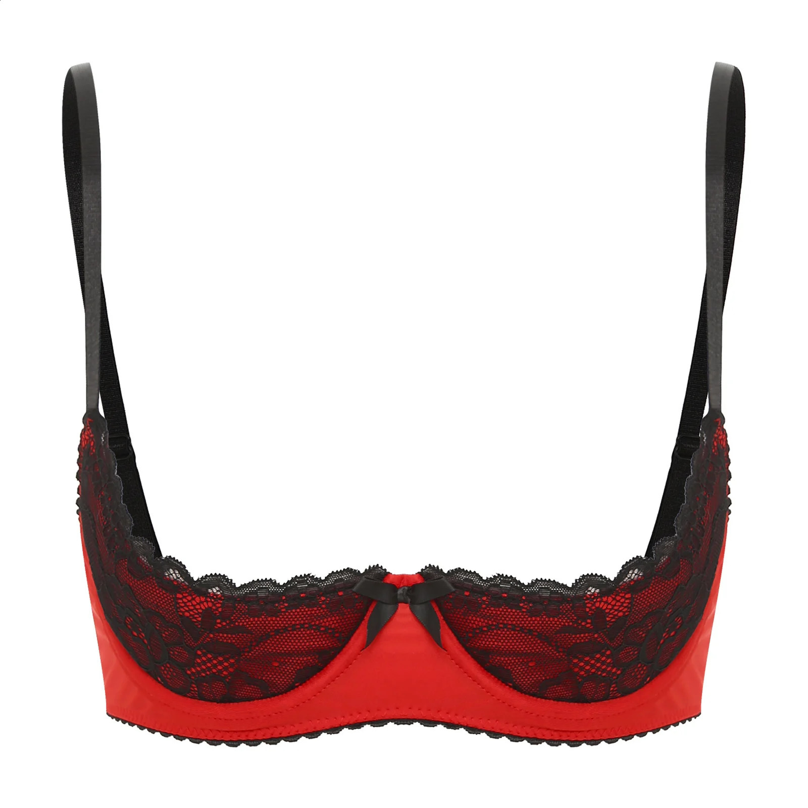 Womens Sexy Open Cups Bra Tops Exposed Nipples Bralette Adjustable Straps Underwire Lace Push Up Brassiere Underwear Nightwear 241105