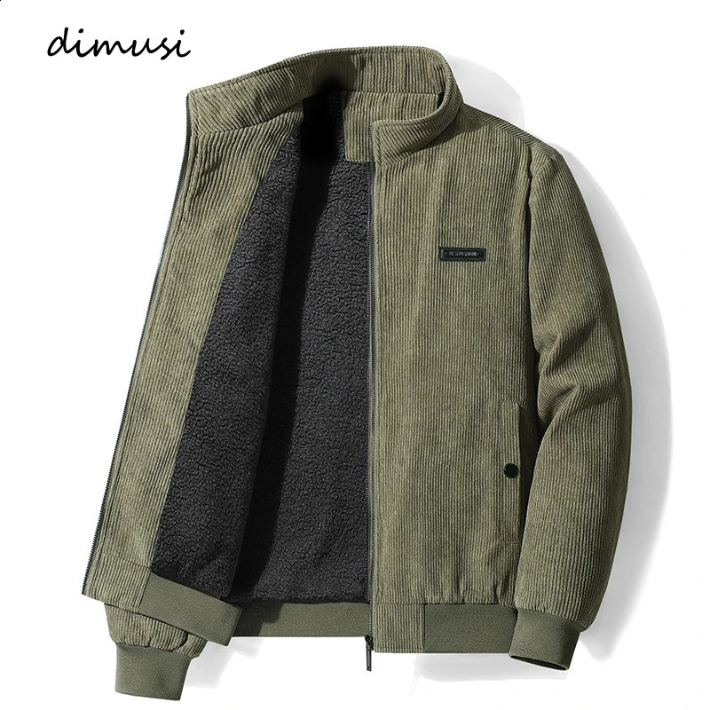 DIMUSI Winter Mens Corduroy Jackets Casual Male Outwear Thick Velvet Windbreaker Fleece Warm Jacket Clothing 241105