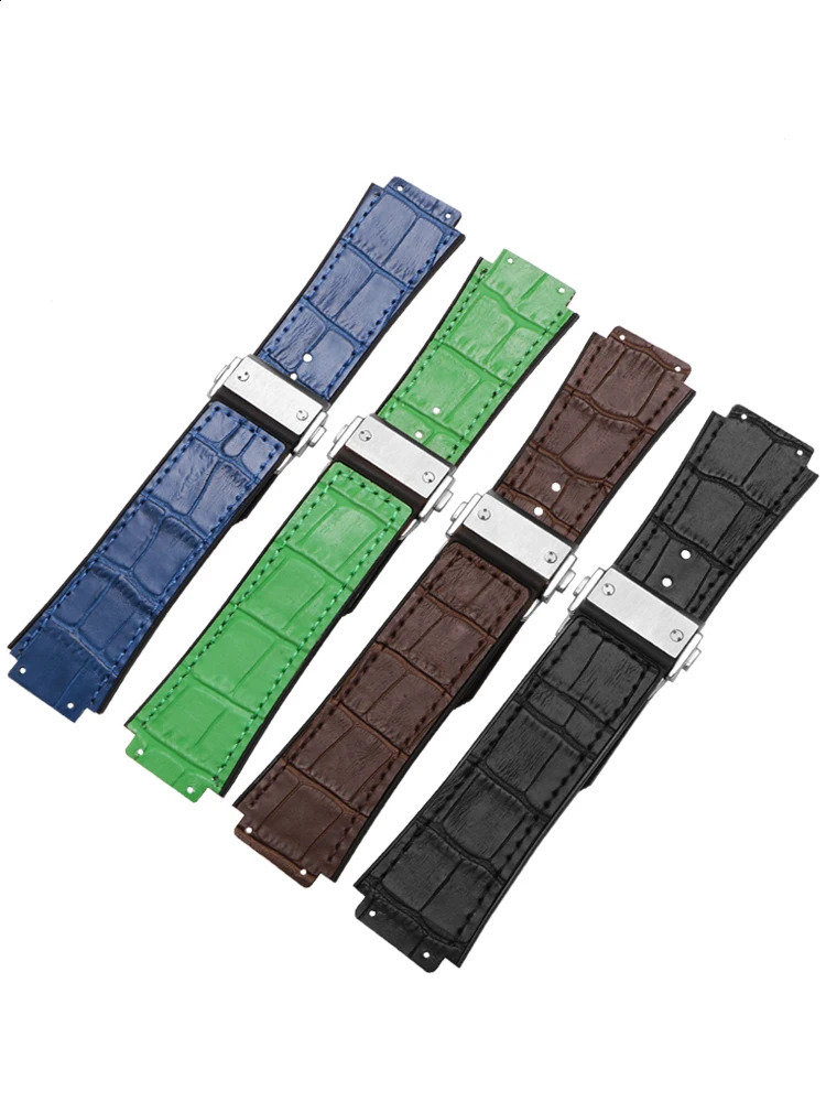 Rubber Watch Strap Mens for HUBLOT Hublot Big Bang Fusion Leather Cowhide Soft Comfortable Silicone Band 26x19m 241105